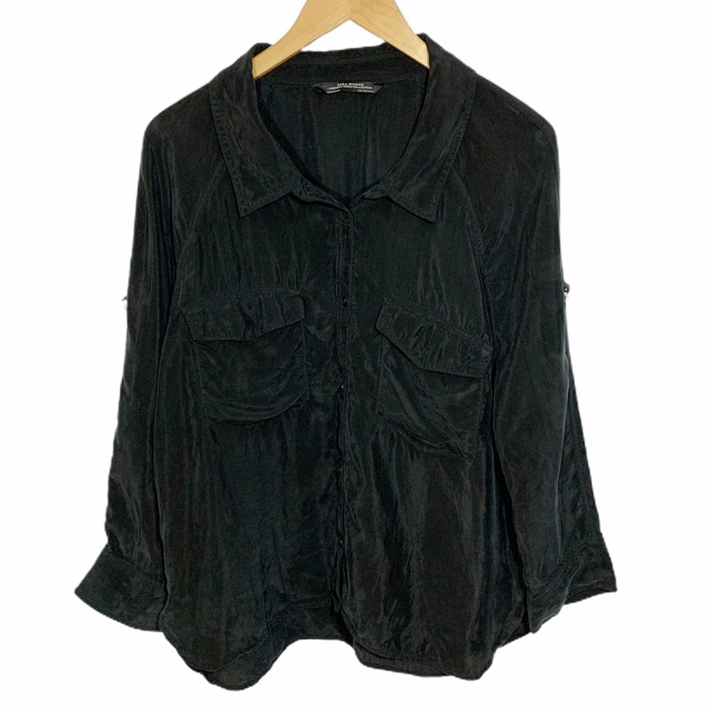 🎄 3/$15 Zara Woman Silky Button Up Shirt, Size S